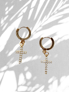 Pavé Cross Earrings