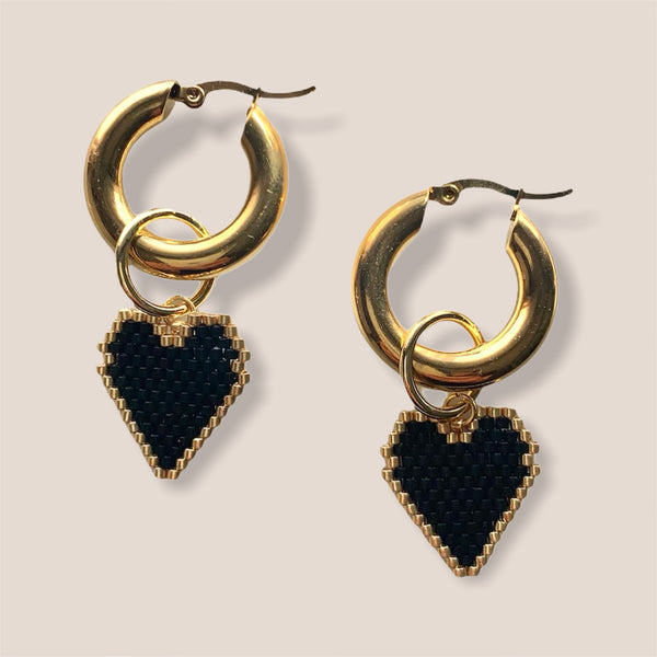 Miyuki Black Heart ❤︎ Earrings