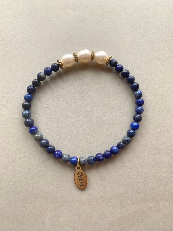 Lapis + Pearl Bracelet