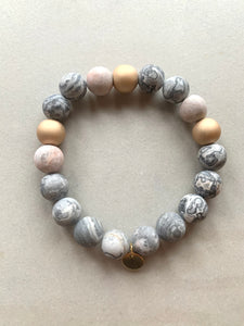 Landscape Agate + Gold Hematite Bracelet