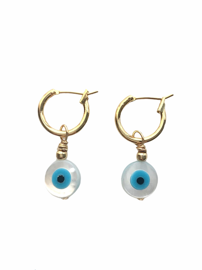 Evil Eye Mother of Pearl Earrings