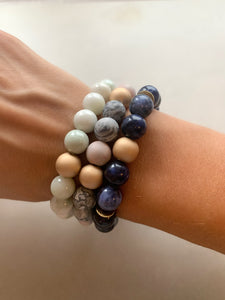 Landscape Agate + Gold Hematite Bracelet