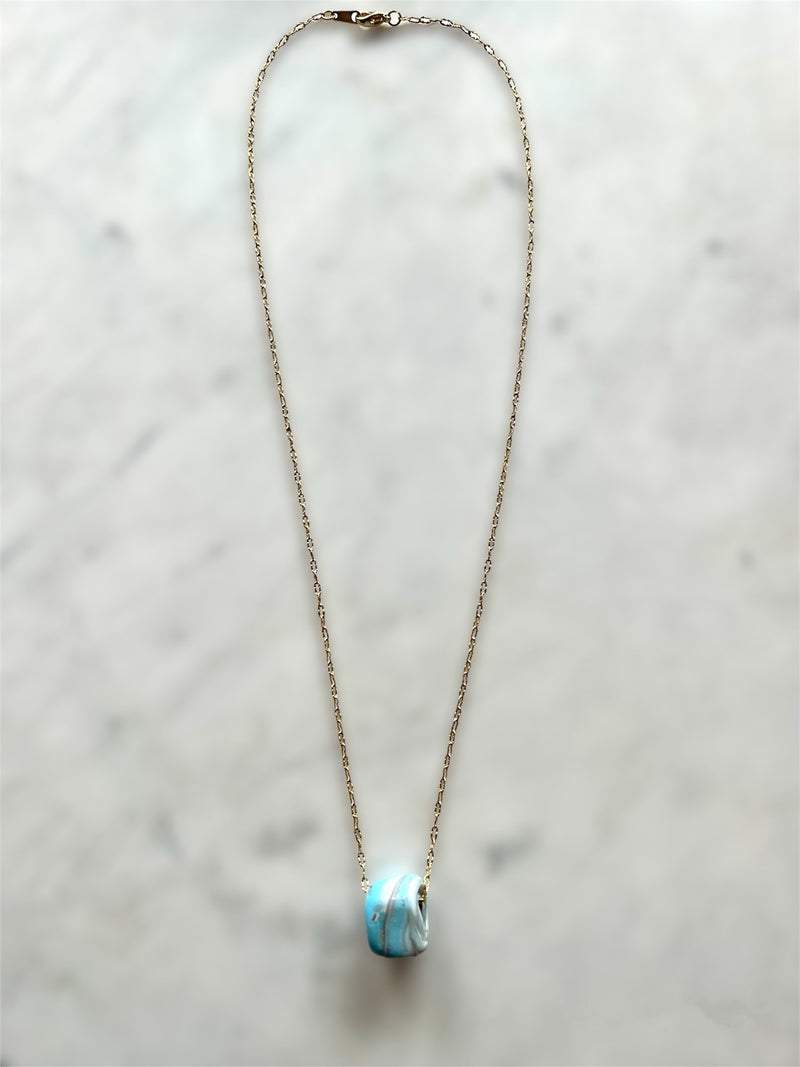 Light Blue Glass Lucky Necklace