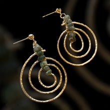 Load image into Gallery viewer, Swirl Emerald Earrings
