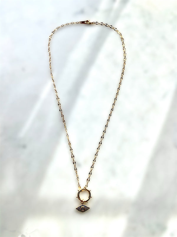 Delicate Navy Eye Necklace