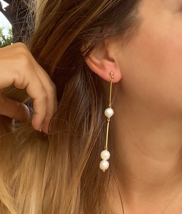 Pearl Bar Earrings