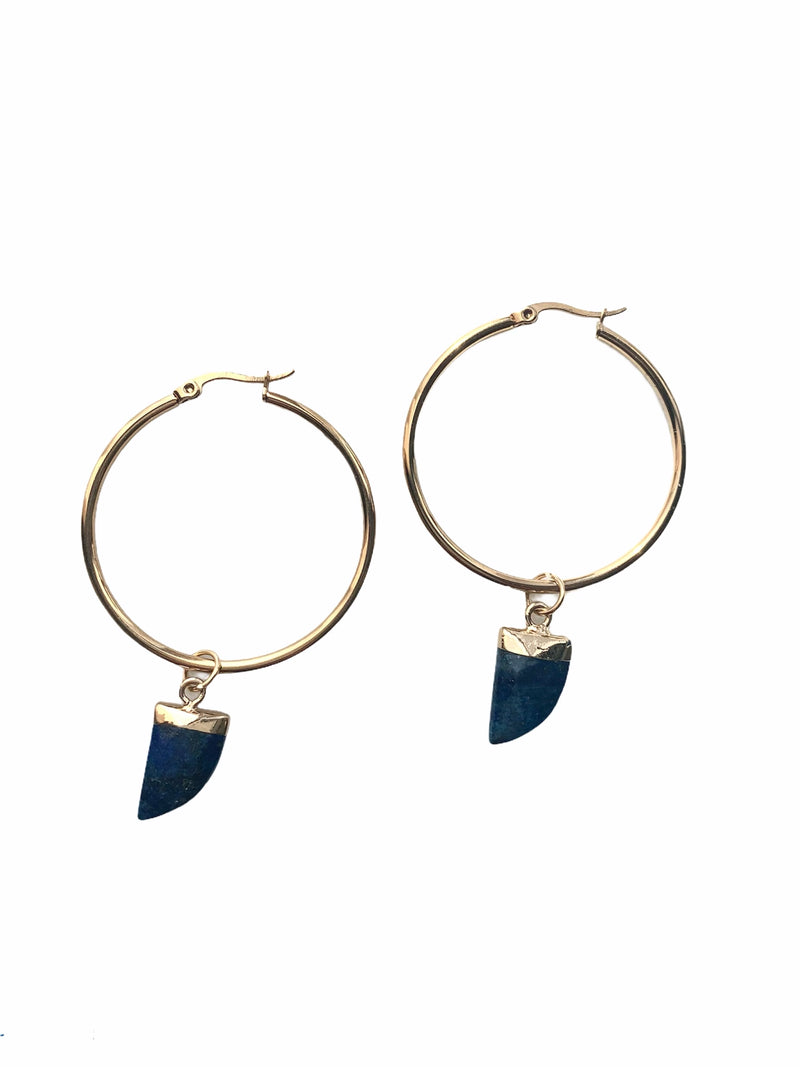 Lapis Horn Earrings