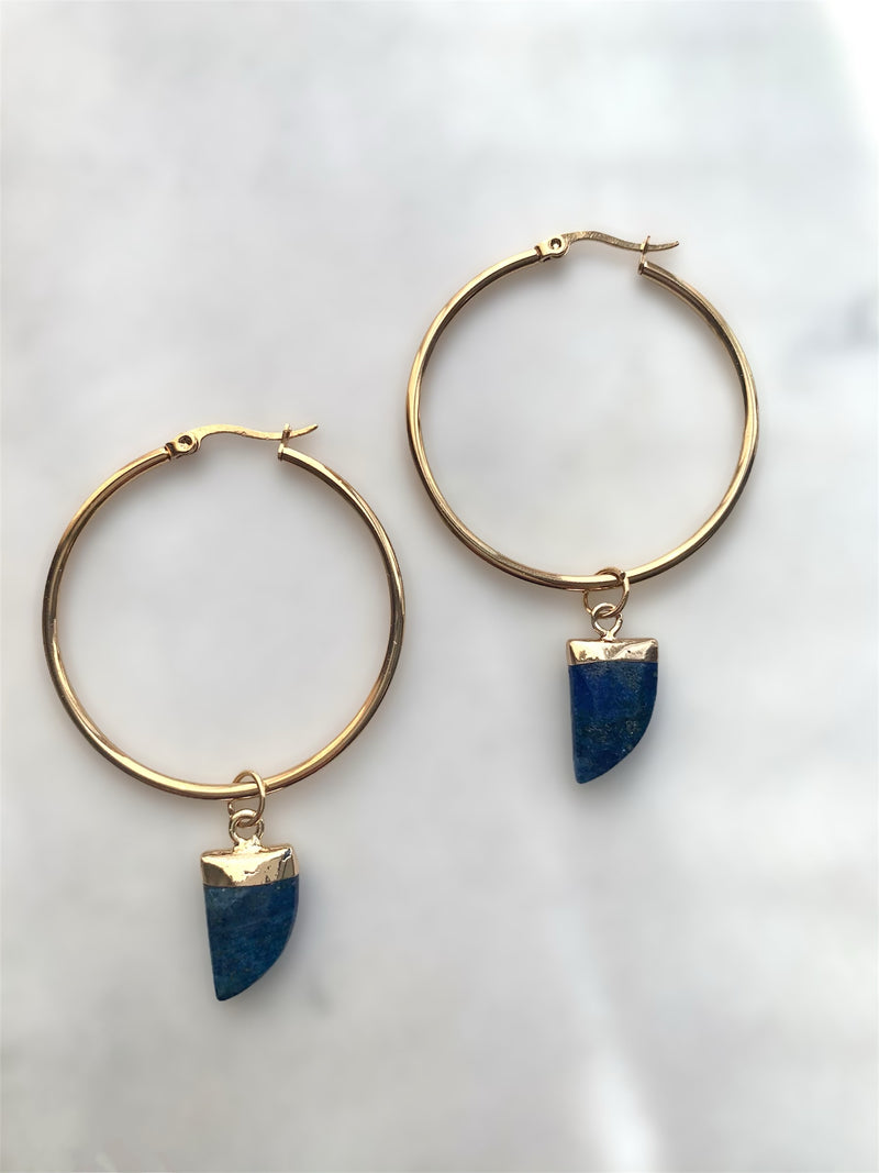 Lapis Horn Earrings