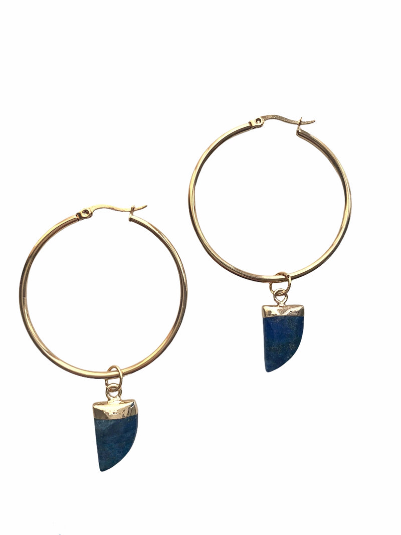 Lapis Horn Earrings