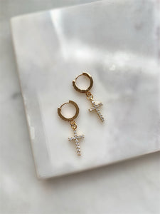 Pavé Cross Earrings