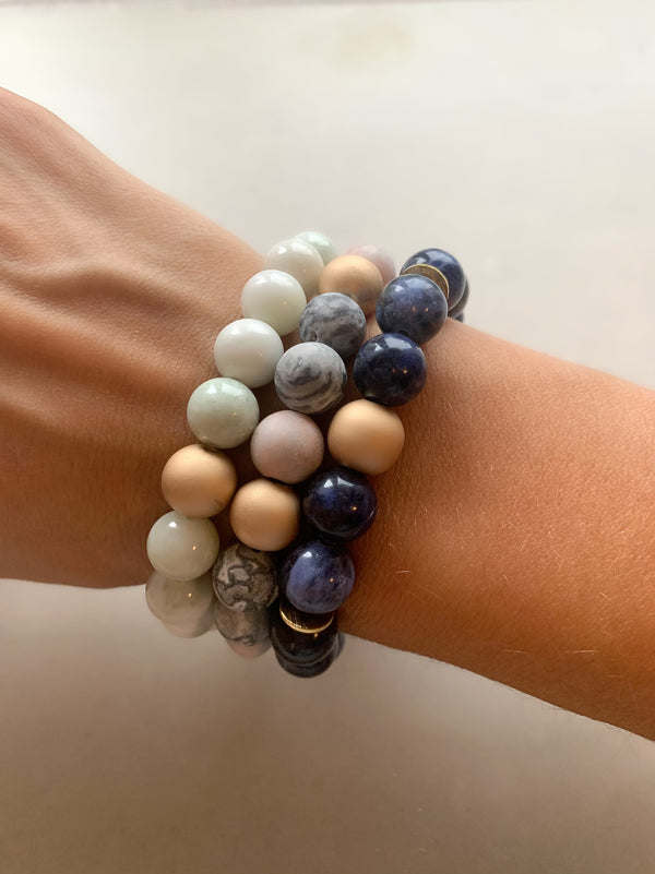 Sodalite + Gold Hematite Bracelet