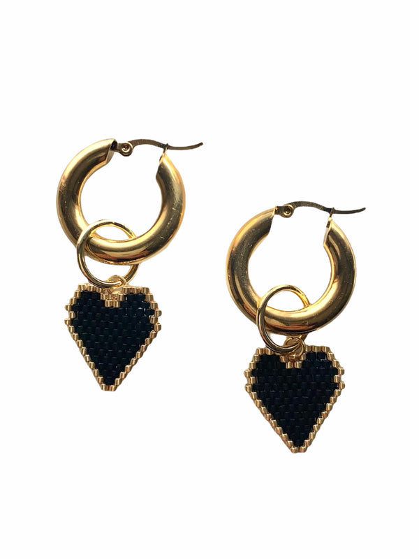 Miyuki Black Heart ❤︎ Earrings
