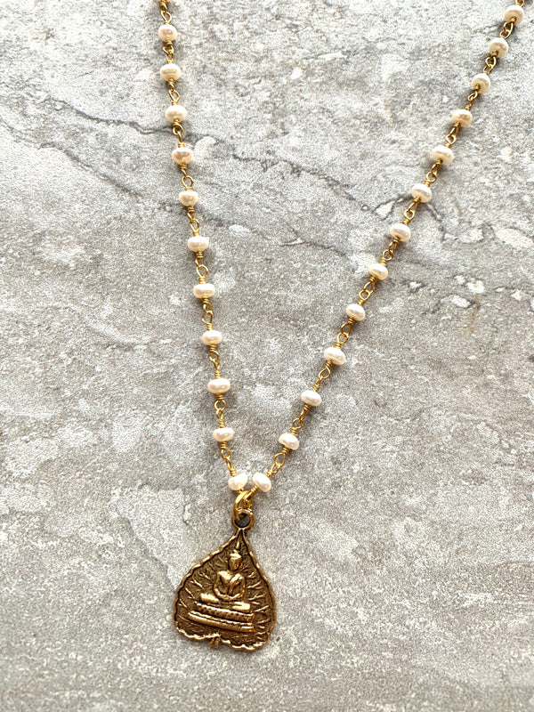 Buddha & Pearls Necklace