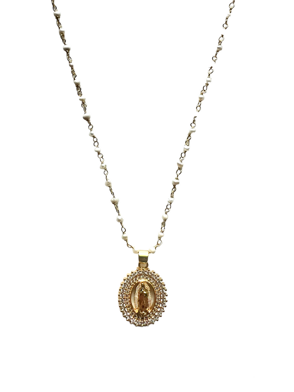 Virgin Mary Relic Pearl Necklace