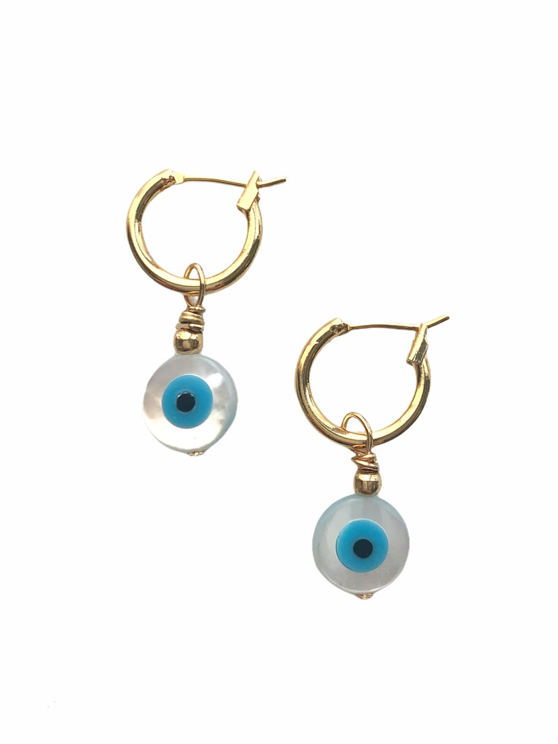 Evil Eye Mother of Pearl Earrings